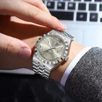 POEDAGAR Luxury Fashion Man Wristwatch Week Date Waterproof Luminous Men's Clock Stainless Steel Quartz Business Watches For Men Gola Watches