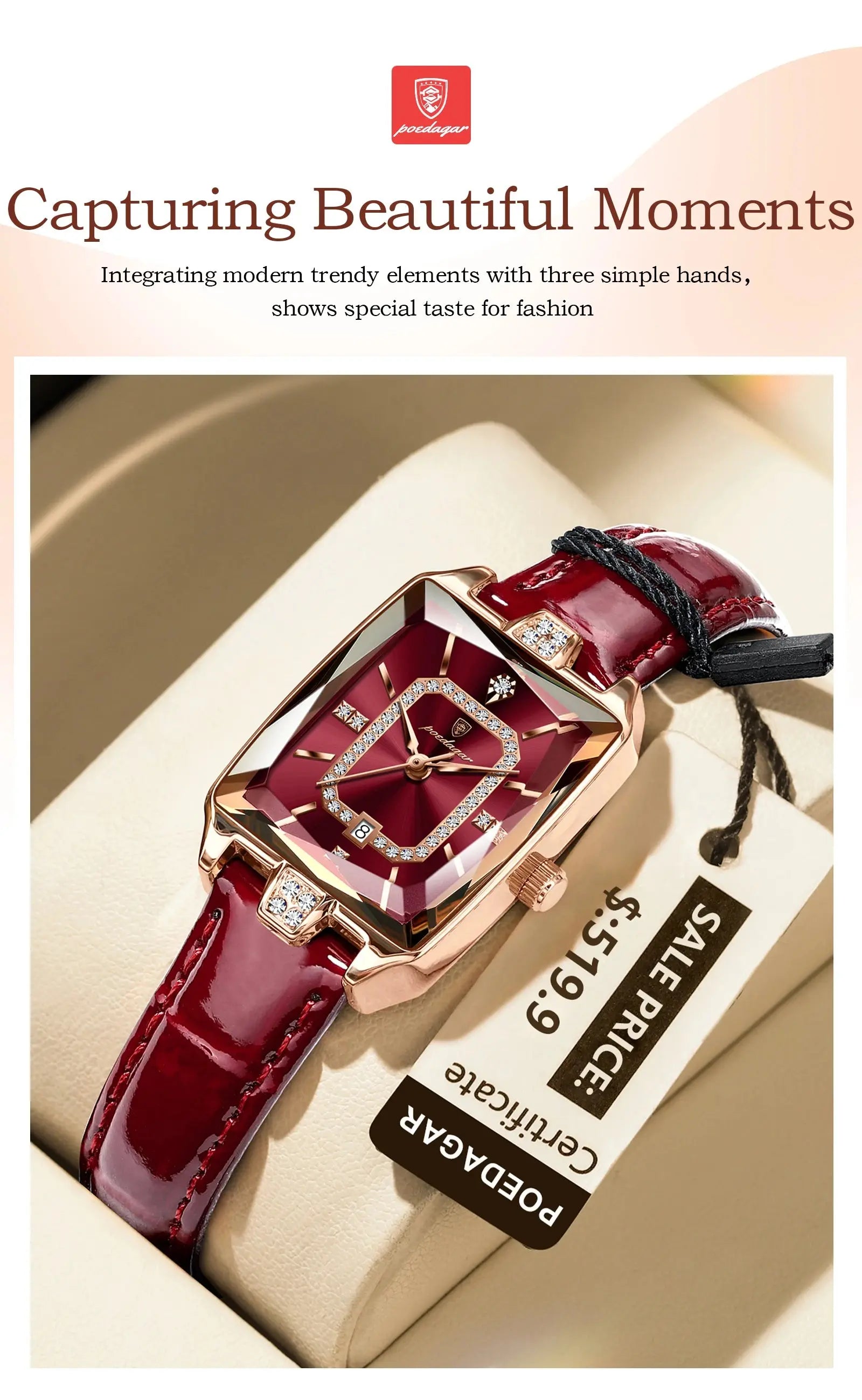 POEDAGAR Luxury High Quality Women Wristwatch Waterproof Date Rectangle Watch For Woman Leather Quartz Women's Watches Reloj+Box My Store