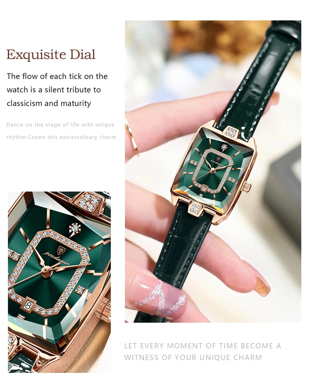 POEDAGAR Rectangle Luxury Women's Watches Waterproof Date Leather Woman Watch Elegant Fashion Quartz Women Wristwatch Reloj Gift My Store