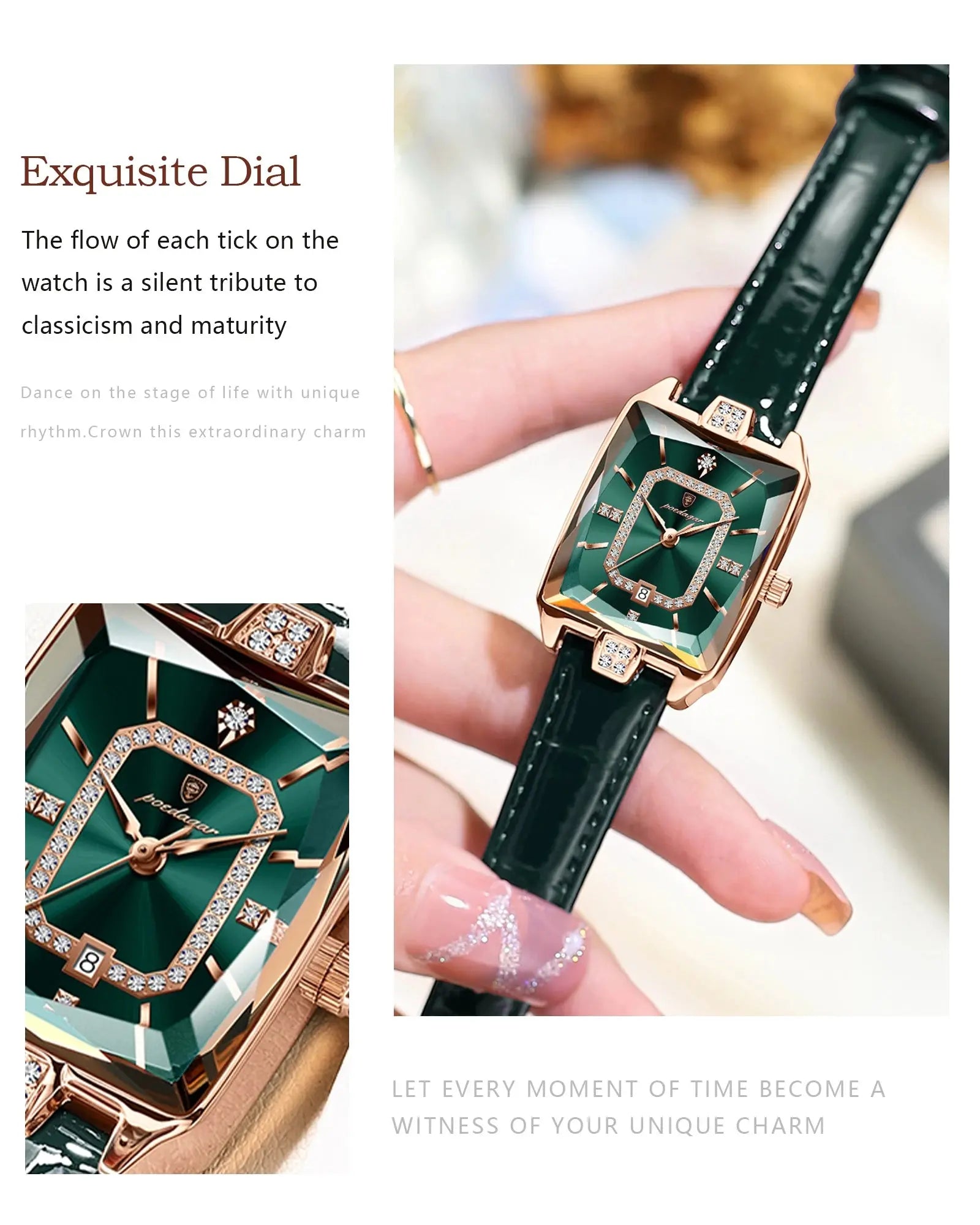 POEDAGAR Rectangle Luxury Women's Watches Waterproof Date Leather Woman Watch Elegant Fashion Quartz Women Wristwatch Reloj Gift My Store