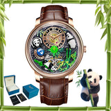 2025 PINDU New Panda Series National Treasure Symbol Men Mechanical Watch Rotating Crystal Ball 45.5MM Wristwatches Men M2791B