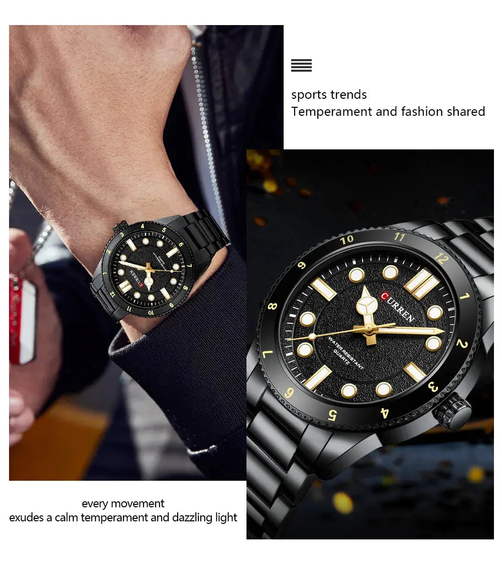 CURREN 2025 New Luxury Watch Business Waterproof Male Clock Luminous Stainless Steel Quartz Men Watch reloj hombre Gola Watches