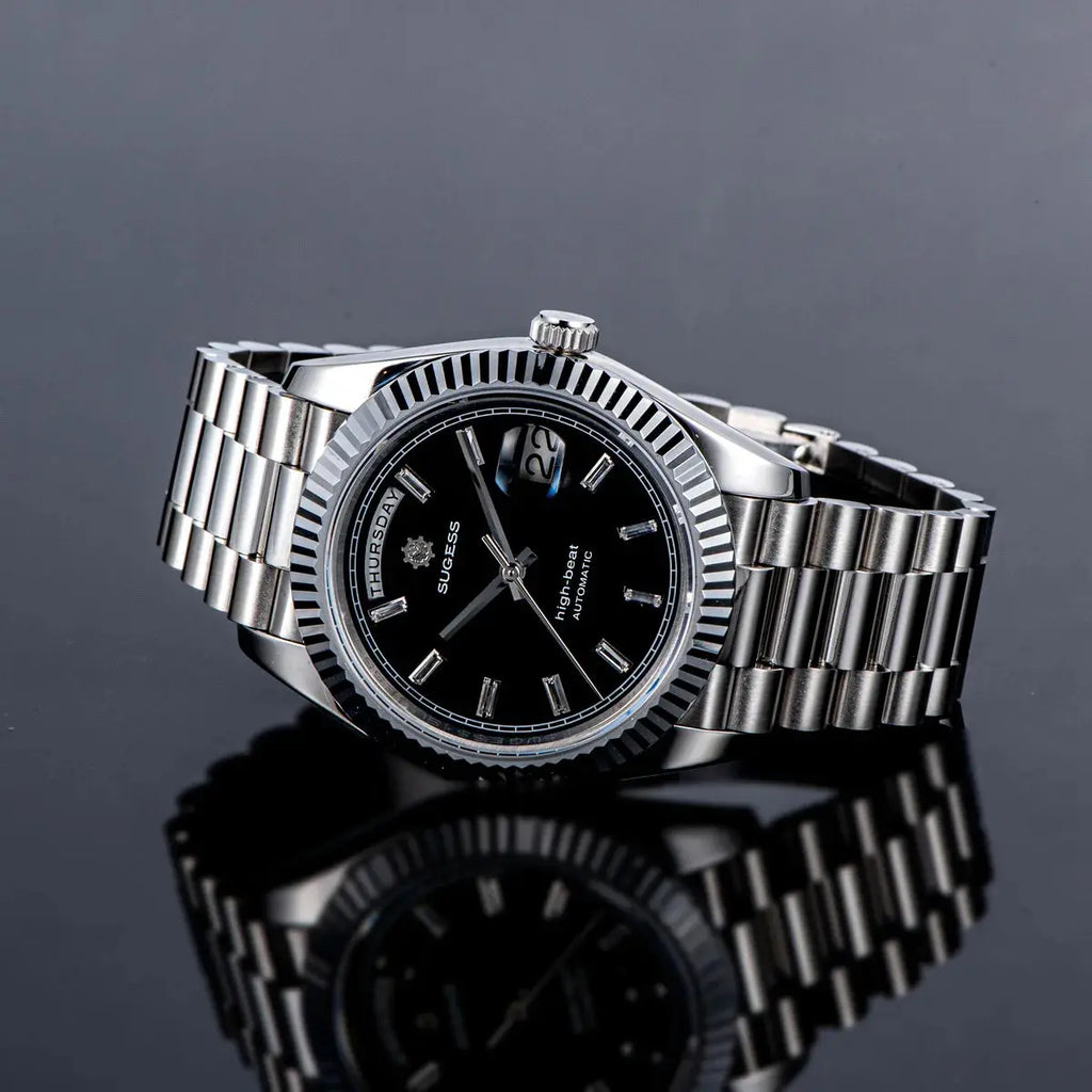 2023 New Sugess Watch of Men 40mm Day Date Automatic Dandong SL3034 Movement Retro Mechanical Wristwatch Sapphire Glass Golden Gola Watches