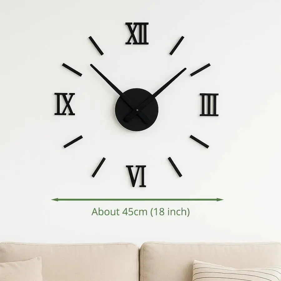 45X45cm Roman Numer 3D Watch Acrylic Mirrored Digital Wall Clock For Living Room Modern Design DIY Home Decor Gola Watches