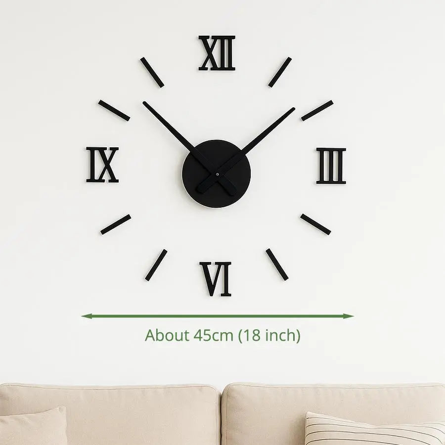 45X45cm Roman Numer 3D Watch Acrylic Mirrored Digital Wall Clock For Living Room Modern Design DIY Home Decor
