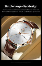 OLEVS Men's Watch Brand Business Waterproof Luminous Week Date Quartz Watch Fashion Leather Strap Classic Luxury Men's Watch Gola Watches