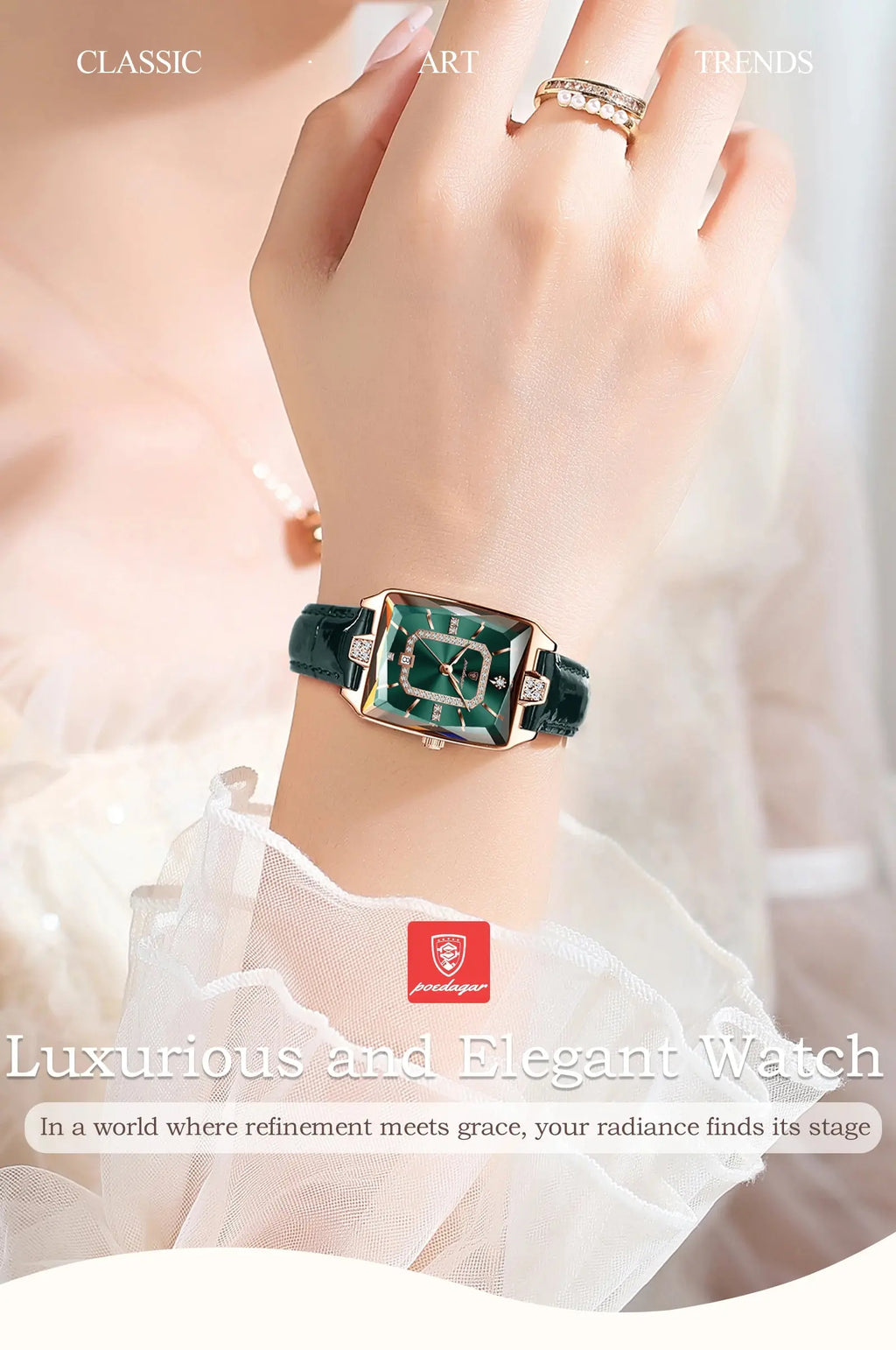 POEDAGAR Rectangle Luxury Women's Watches Waterproof Date Leather Woman Watch Elegant Fashion Quartz Women Wristwatch Reloj Gift My Store