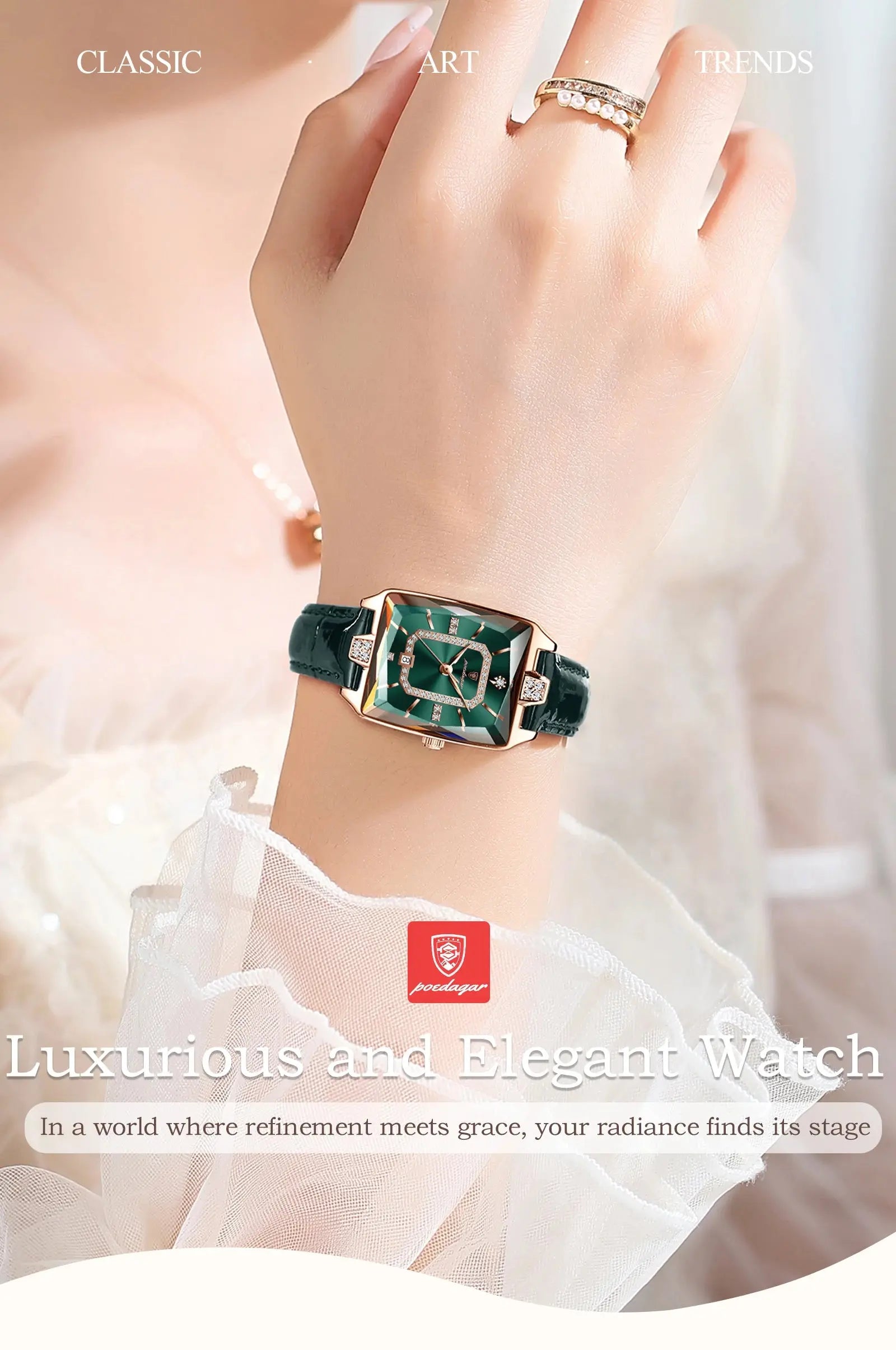 POEDAGAR Rectangle Luxury Women's Watches Waterproof Date Leather Woman Watch Elegant Fashion Quartz Women Wristwatch Reloj Gift My Store