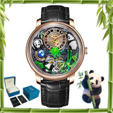 2025 PINDU New Panda Series National Treasure Symbol Men Mechanical Watch Rotating Crystal Ball 45.5MM Wristwatches Men M2791B