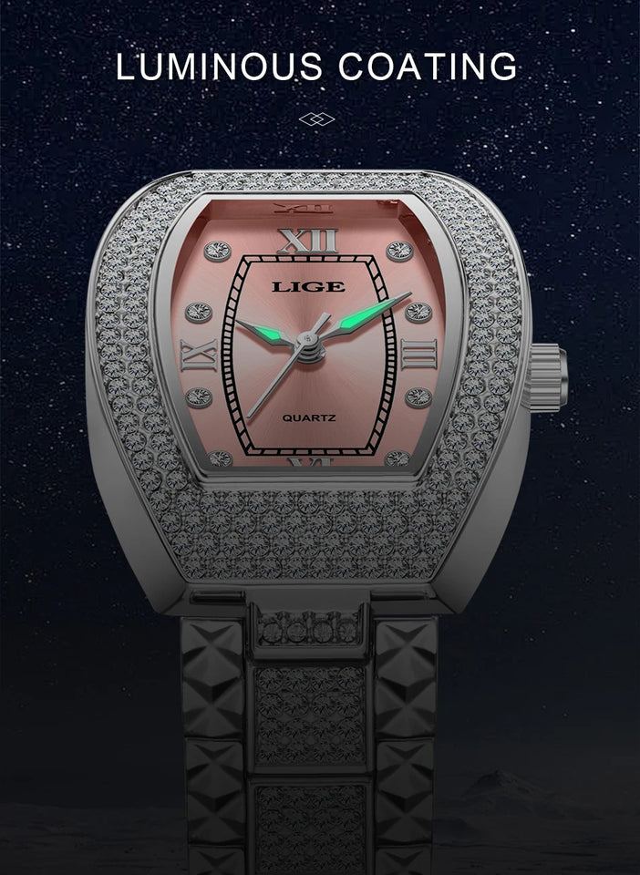 LIGE Fashion Luxury Square Watch For Woman Luminous Waterproof Date Ladies Watch Elegant Women's Quartz Watches Relogio Feminino