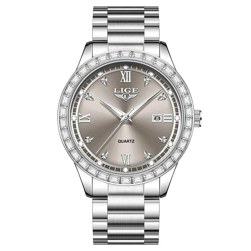 LIGE elegant women's watch Fashion waterproof clock luminous stainless steel business quartz watch for Women reloj de mujer+BOX Gola Watches