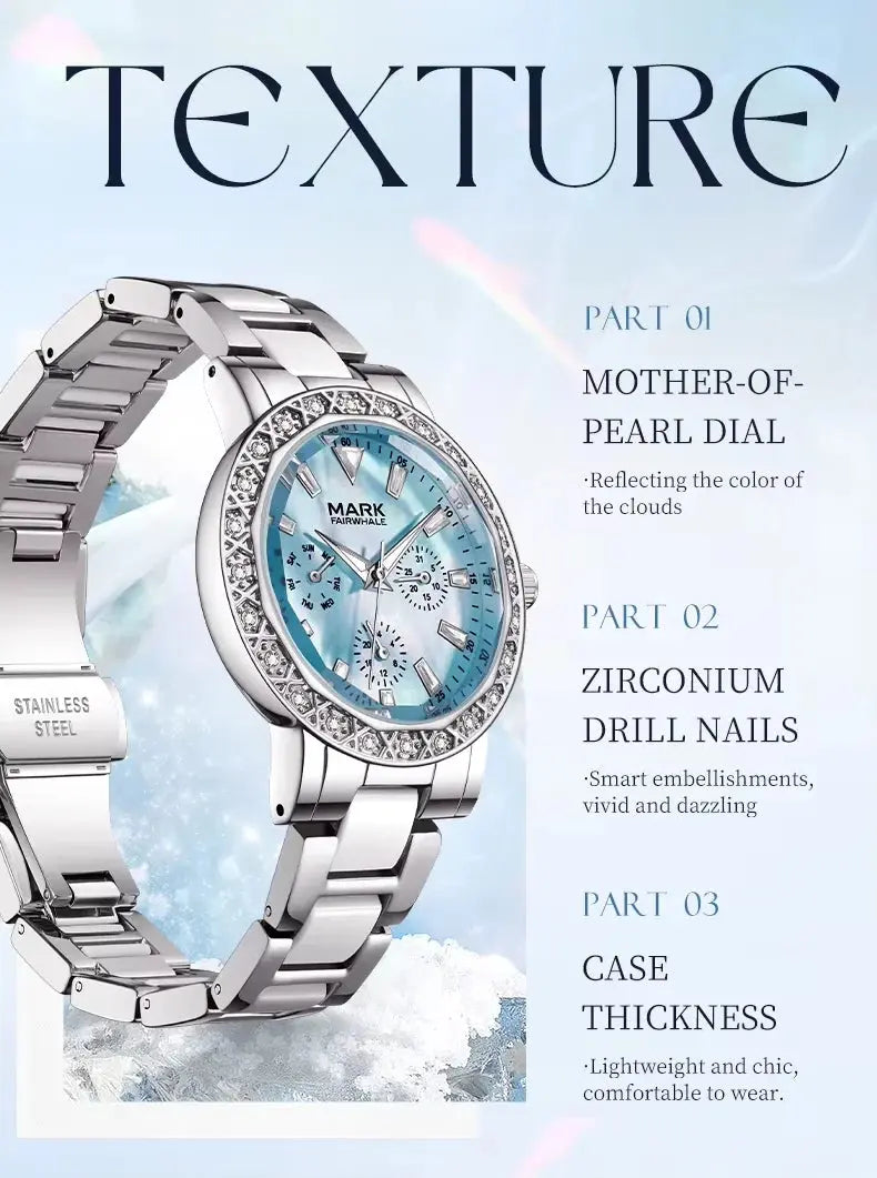 Mark Fairwhale Dress Pink Diamond Watch For Women Fashion Ceramic Chain Quartz Watch Luxury Brilliant Beimu Wristwatch Ladies Gola Watches