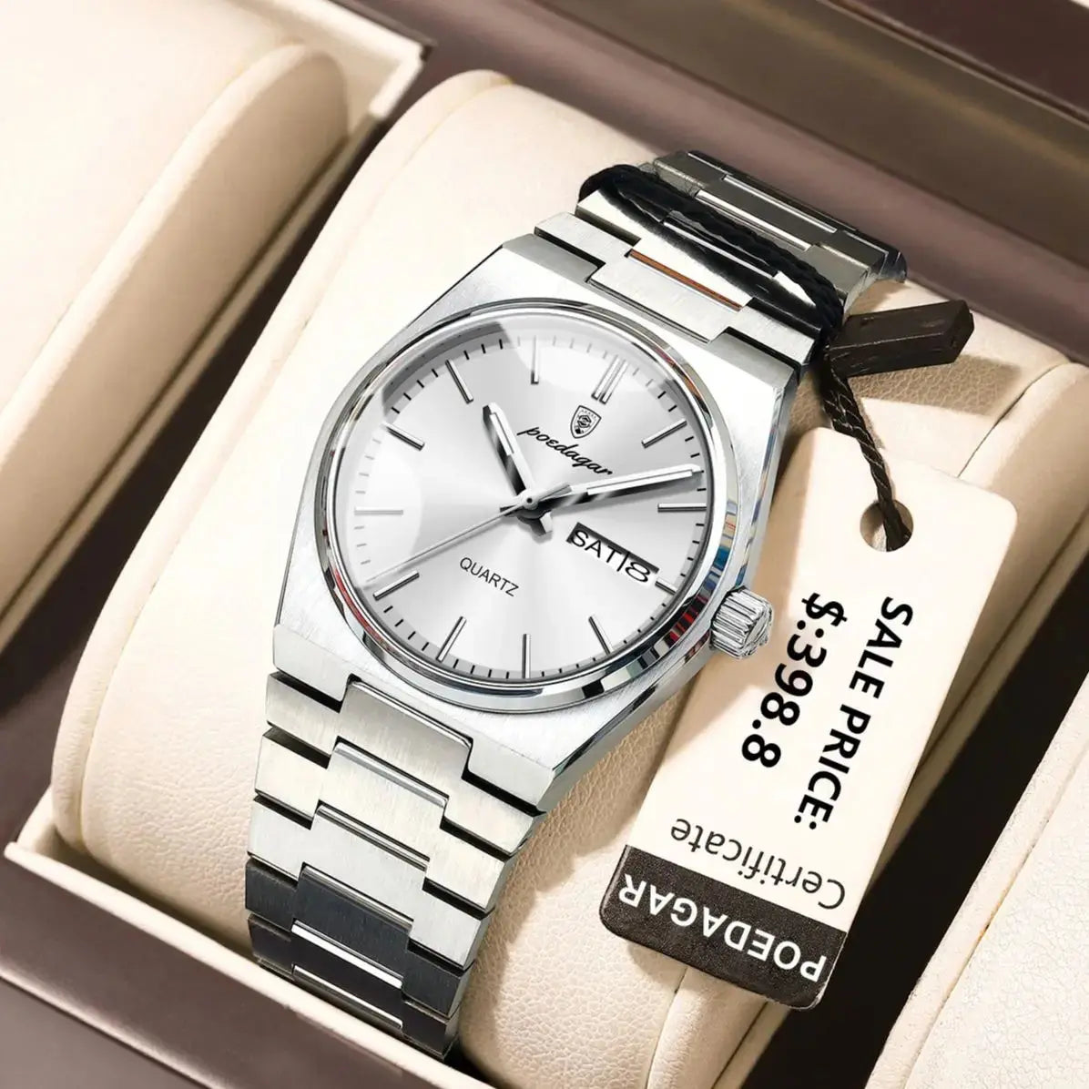 POEDAGAR Original New Woman Watch Stainless Steel Waterproof Luminous Ladies Wristwatch Date Week Elegant Quartz Women's Watches Gola Watches