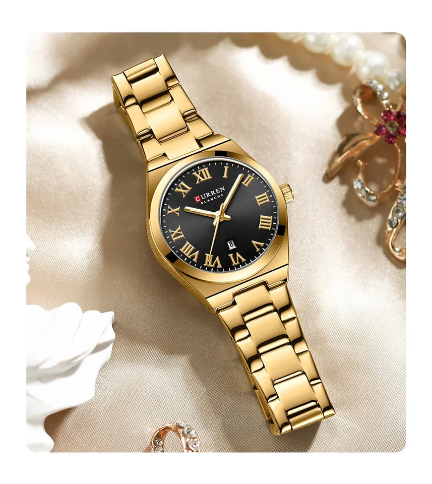 CURREN Watch Women,Watches for Women,Ladies Watches,Waterproof Fashion Dress Stainless Steel Bracelet Analog Watches Date