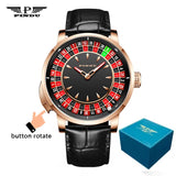 PINDU New Watches European Button Roulette Fun Game Sapphire Glass NH35A Mechanical Watch Diamond Dial Leather Men's Watch P6628