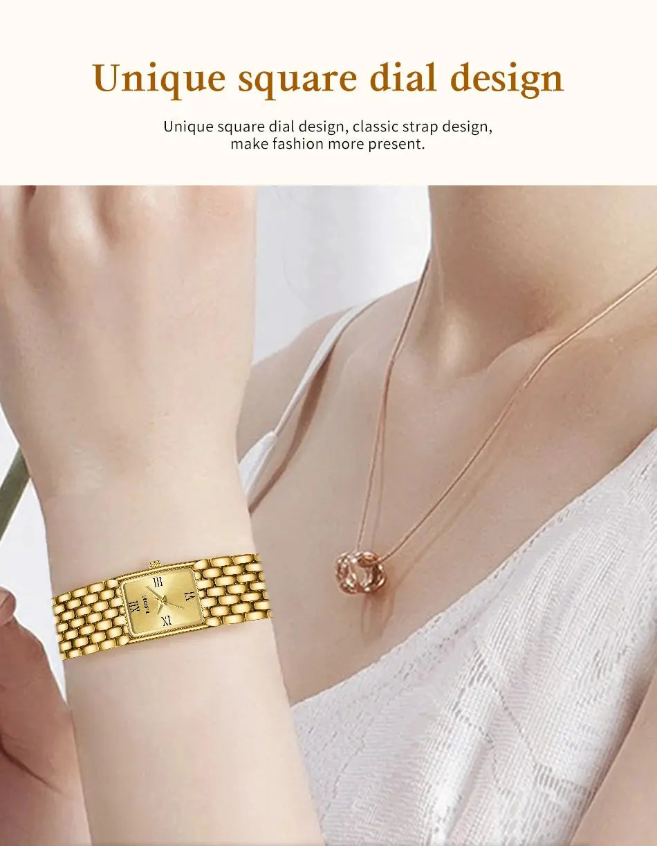 LIGE 2025 New Gold Women's Watch Luxury Quartz Watch Stainless Steel Bracelet Retro Fashion 30M Waterproof Watch for Women reloj Gola Watches