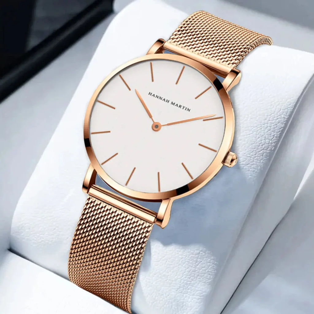 2023 New Women Bracelet Watch 1 Set Japan Quartz Movement Simple Rose Gold Stainless Steel Mesh Student Watches Relogio Feminino Gola Watches