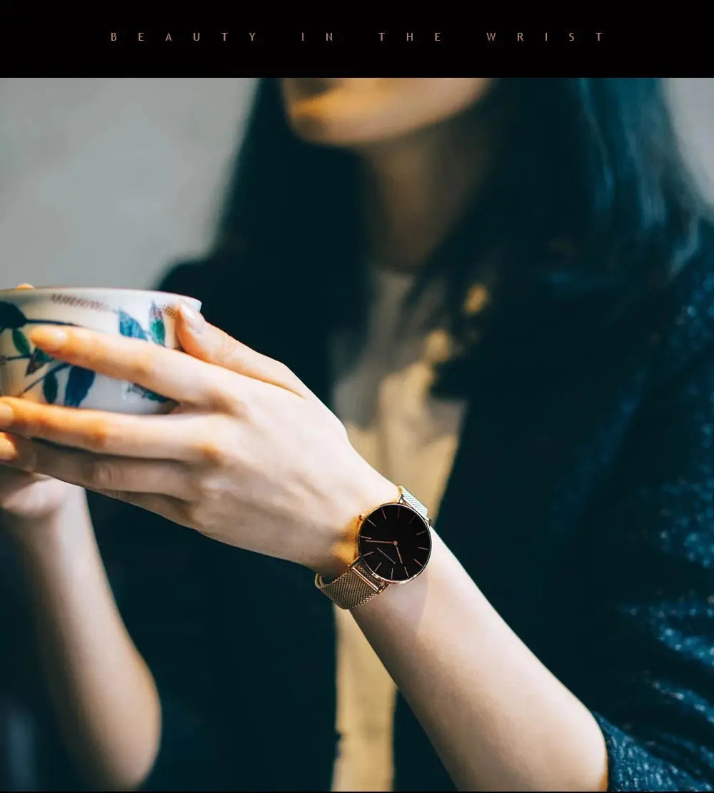 Women Watch Top Brand Japan Quartz Movement 36mm Rose Gold Waterproof Fashionable Nordic Minimalist Ladies Watches Gola Watches