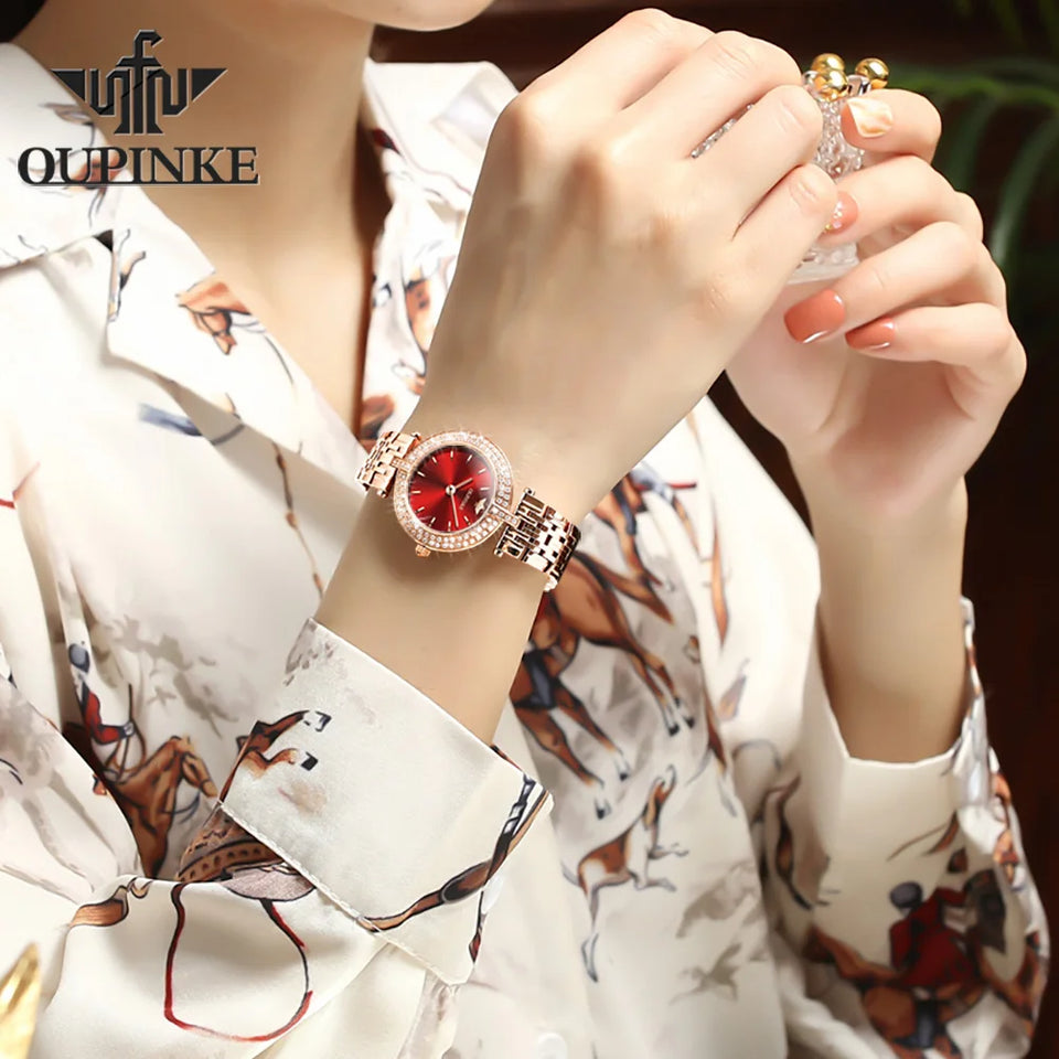 OUPINKE 3191 Luxury Women Watch Original Top Brand Waterproof Sapphire Mirror Diamond Watch Swiss Movement Quartz Women Watch