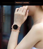 2023 New Women Bracelet Watch 1 Set Japan Quartz Movement Simple Rose Gold Stainless Steel Mesh Student Watches Relogio Feminino