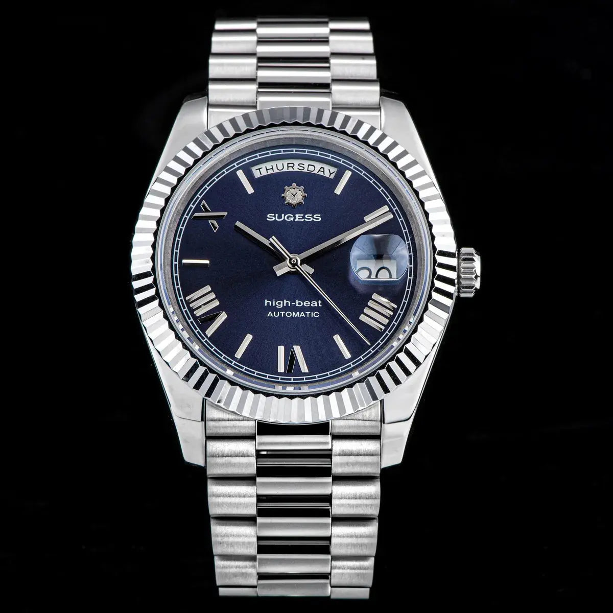 2023 New Sugess Watch of Men 40mm Day Date Automatic Dandong SL3034 Movement Retro Mechanical Wristwatch Sapphire Glass Golden Gola Watches