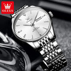 OLEVS 2929 Men Quartz Watch Original Waterproof Business Man Wristwatch Steel Strap Dual Calendar Luminous Fashion Watch For Men Gola Watches