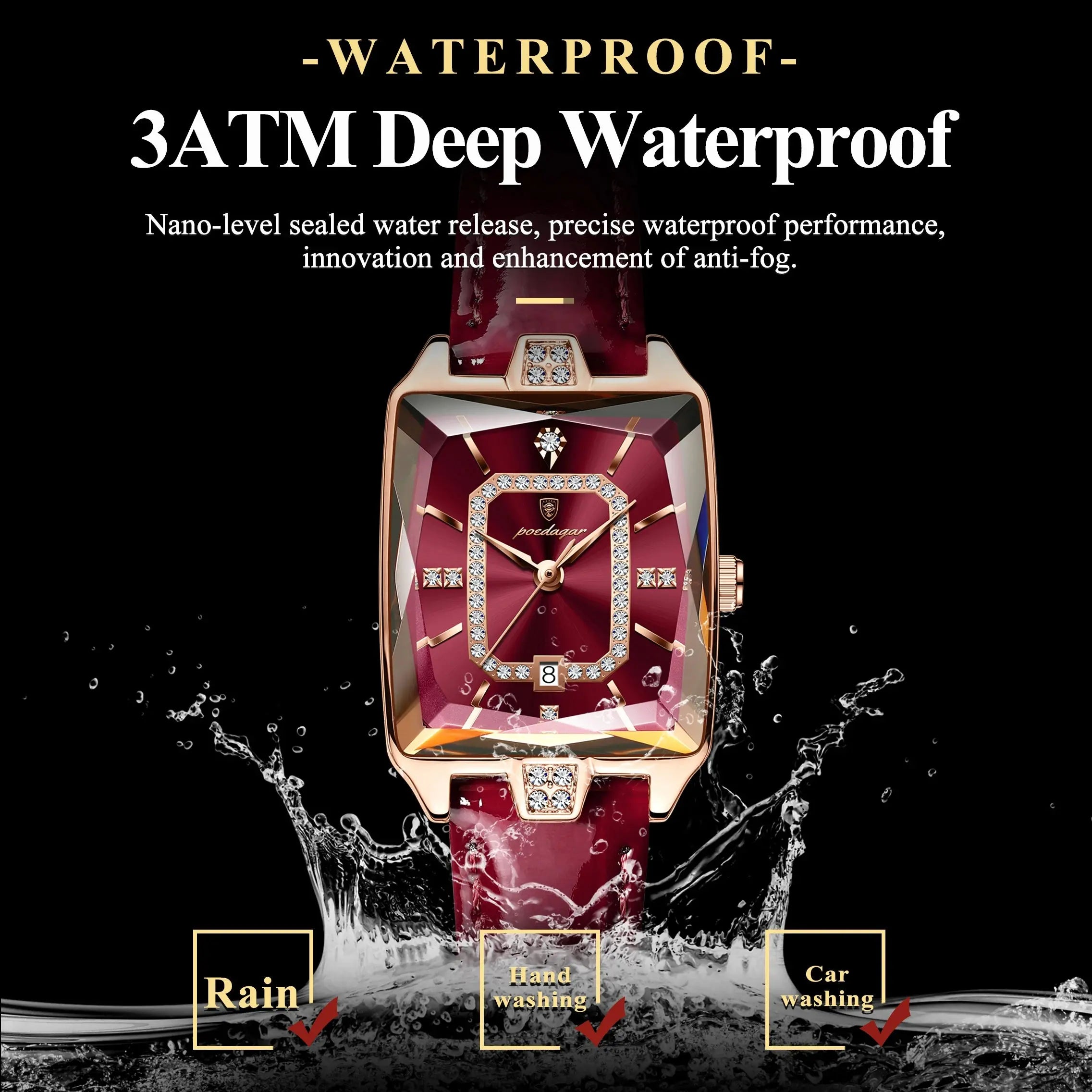 POEDAGAR Luxury High Quality Women Wristwatch Waterproof Date Rectangle Watch For Woman Leather Quartz Women's Watches Reloj+Box My Store