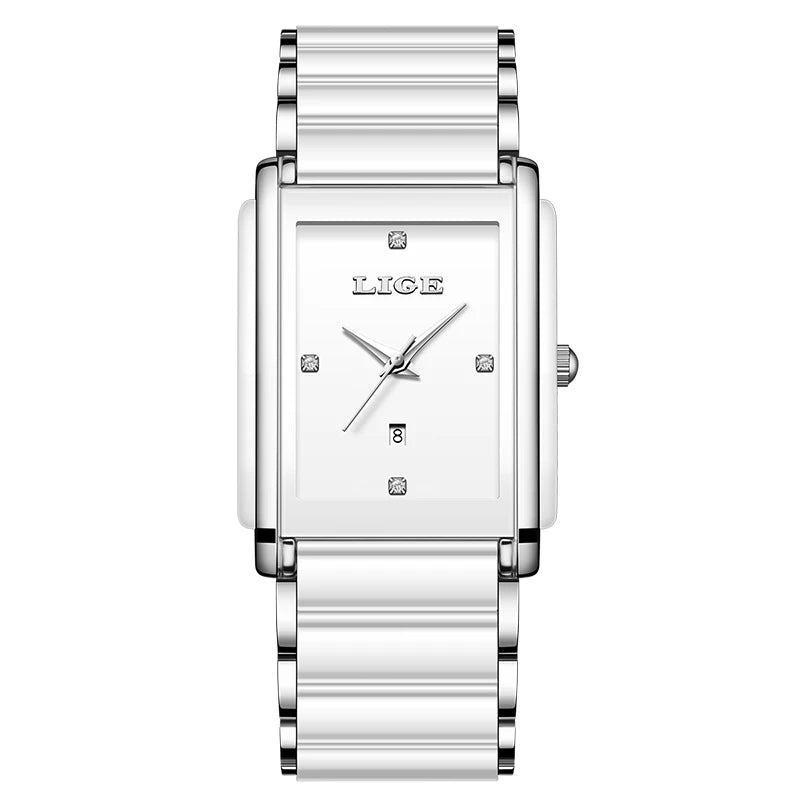 LIGE 2025 Watch Women's Retro Luxury Ladies Watch Fashion Ceramic Strap Waterproof Quartz Watches for Women Bracelet clock reloj