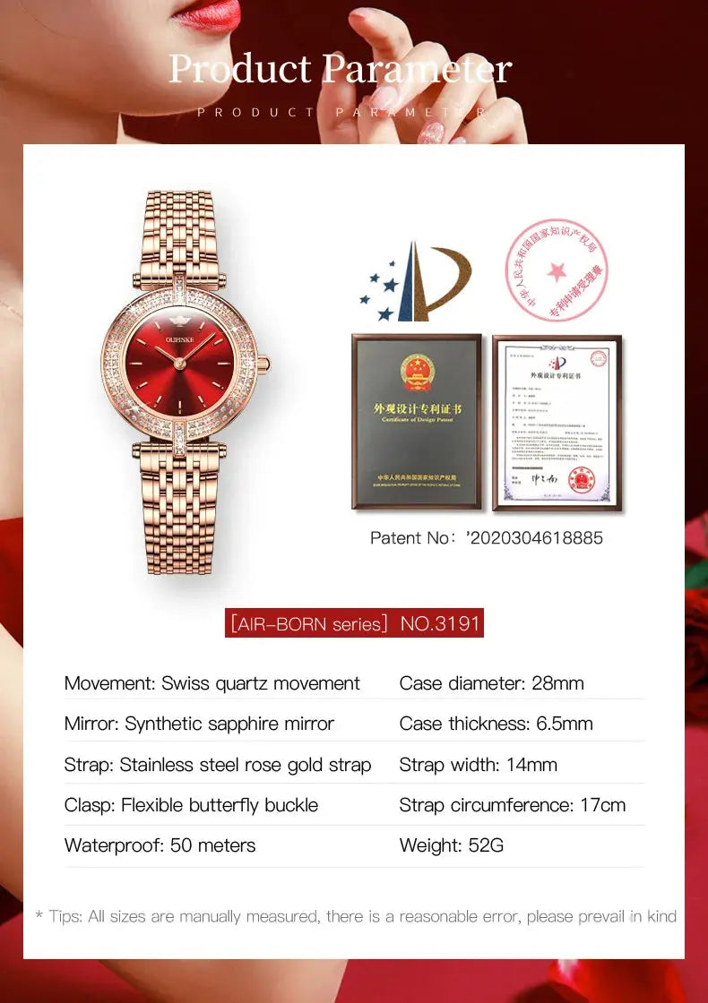 OUPINKE 3191 Luxury Women Watch Original Top Brand Waterproof Sapphire Mirror Diamond Watch Swiss Movement Quartz Women Watch Gola Watches