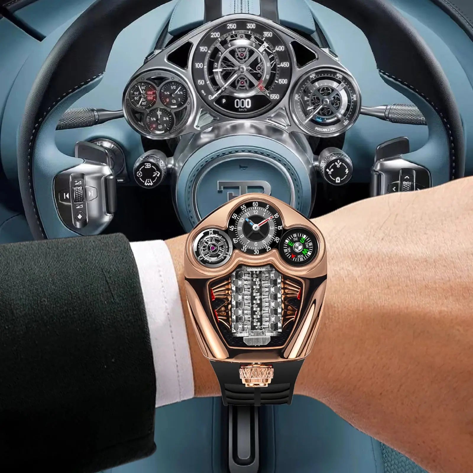 NEW PINDU Design Engine Series Quartz Watch Men Stainless steel Compass Waterproof TOP-luxurious Swiss quartz 762 movement watch Gola Watches