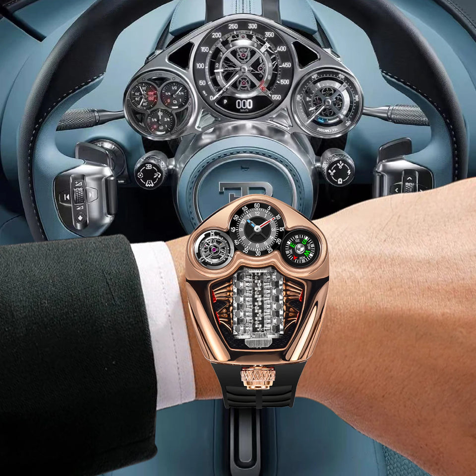 NEW PINDU Design Engine Series Quartz Watch Men Stainless steel Compass Waterproof TOP-luxurious Swiss quartz 762 movement watch