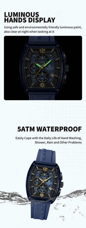 Top Brand NAVIFORCE Fashion Watches for Men Quartz Silicone Strap 50M Waterproof Date Original Man's WristWatch Reloj Hombr 2025