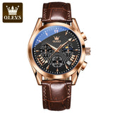 OLEVS Original Luxury Brand Men's Watches High Quality Waterproof Quartz Watch for Men Fashion Leather Strap Man Wristwatch