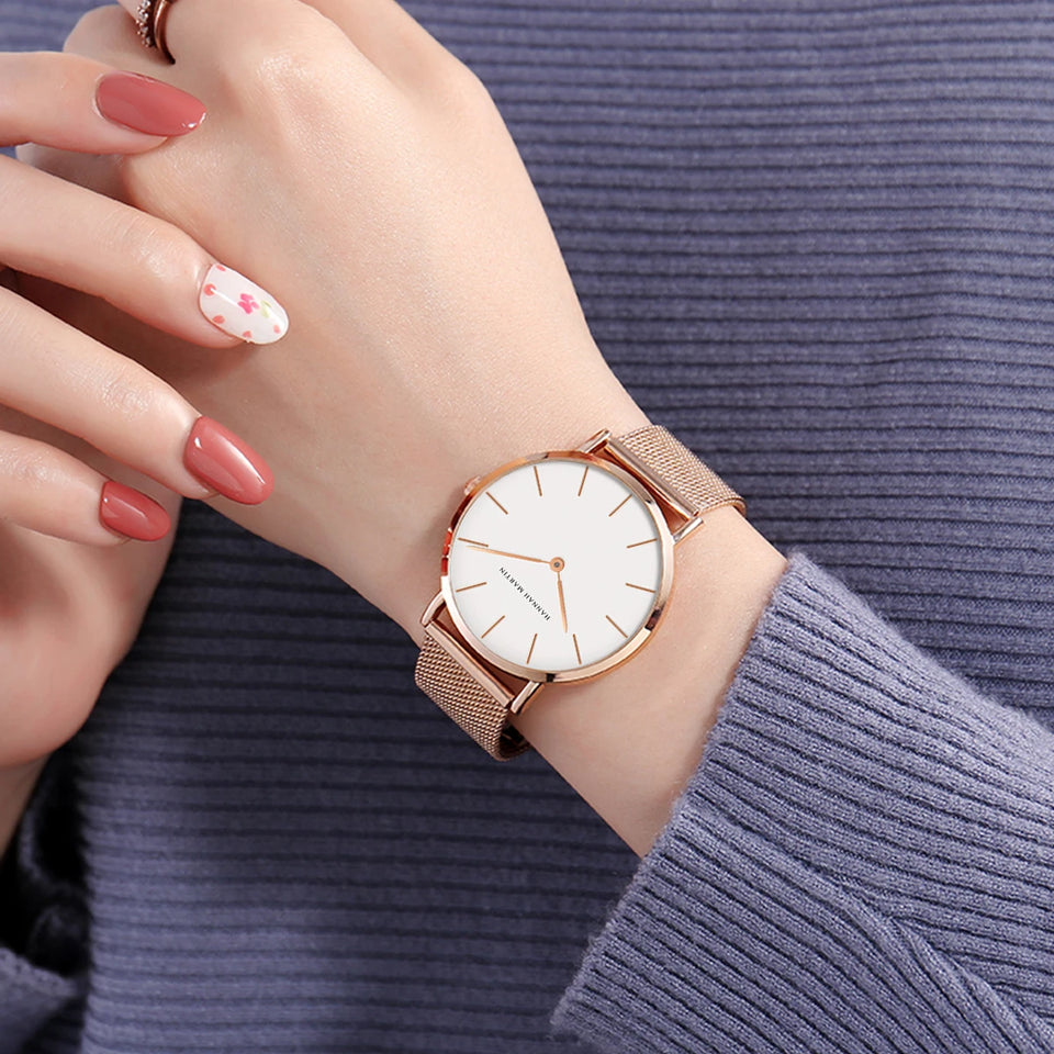 Women Watch Top Brand Japan Quartz Movement 36mm Rose Gold Waterproof Fashionable Nordic Minimalist Ladies Watches