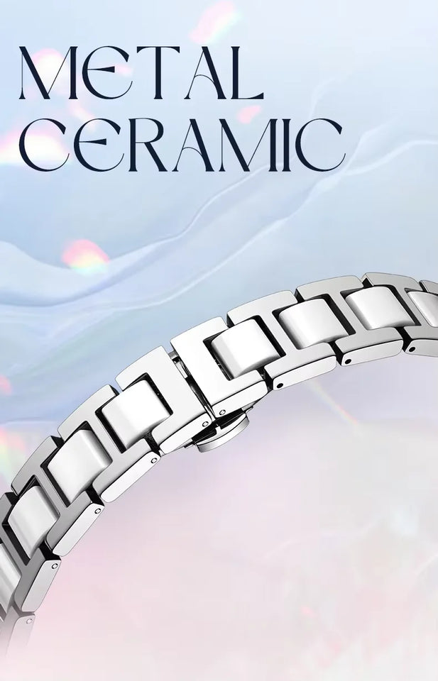 Mark Fairwhale Dress Pink Diamond Watch For Women Fashion Ceramic Chain Quartz Watch Luxury Brilliant Beimu Wristwatch Ladies