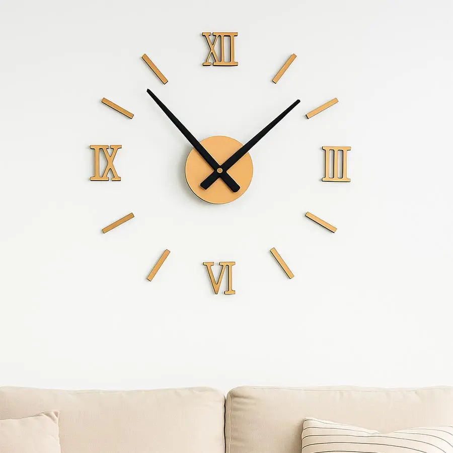 45X45cm Roman Numer 3D Watch Acrylic Mirrored Digital Wall Clock For Living Room Modern Design DIY Home Decor