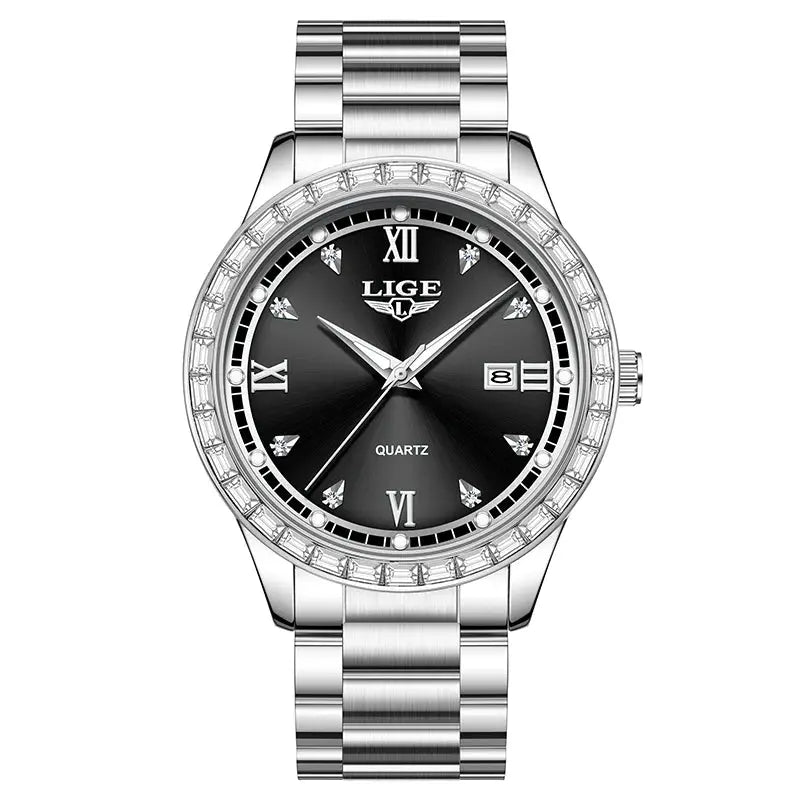 LIGE elegant women's watch Fashion waterproof clock luminous stainless steel business quartz watch for Women reloj de mujer+BOX Gola Watches