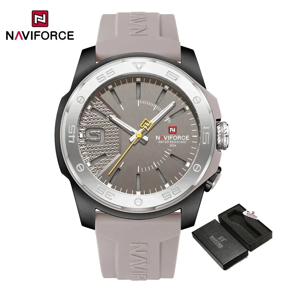 NAVIFORCE Luxury Fashion Quartz Watches for men Silicone Strap Hand Clock 50m Waterproof Japan Movement Man Sports Wristwatches