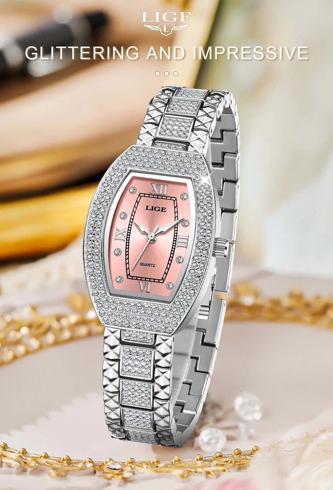 LIGE Fashion Luxury Square Watch For Woman Luminous Waterproof Date Ladies Watch Elegant Women's Quartz Watches Relogio Feminino
