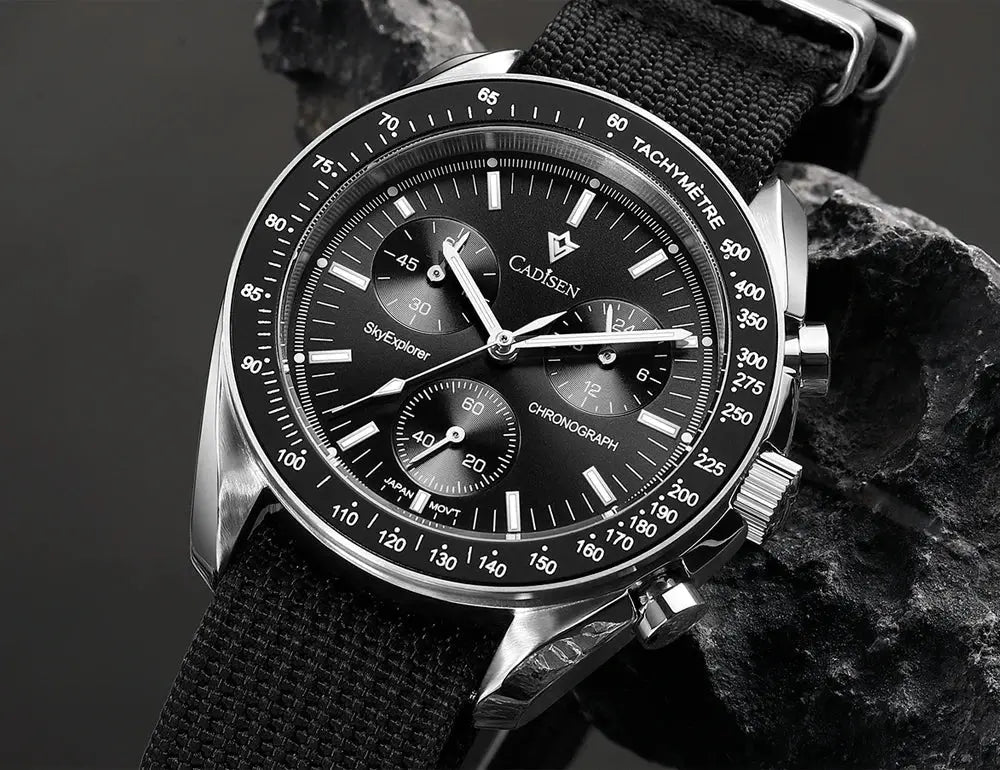 CADISEN New Men's Watches Luxury Quartz Wrist Watch For Men Sapphire AR Coated Crystal Canvas VK68 Speed Chronograph Automatic Gola Watches