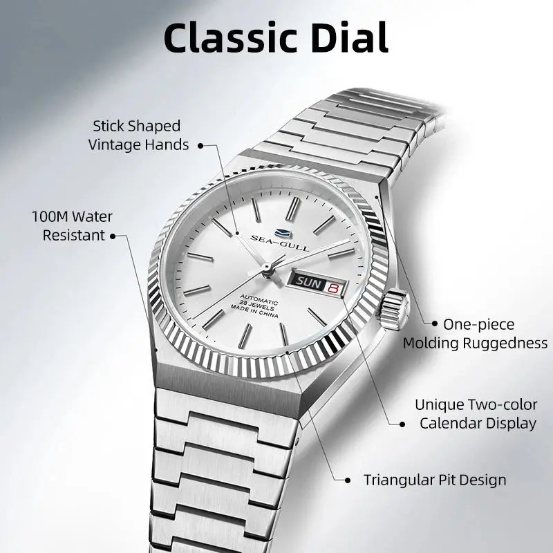 Seagull Historical Series Men Watch Bilingual Calendar Luminous Automatic Mechanical Watches Dress Wristwatch Casual Clock 1075 Gola Watches