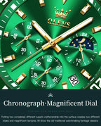 OLEVS 2870 Men's Watches Moon phase Steel Calendar Chronograph Original Quartz Watch Big Rota Dial Luxury Sports Wristwatches Gola Watches