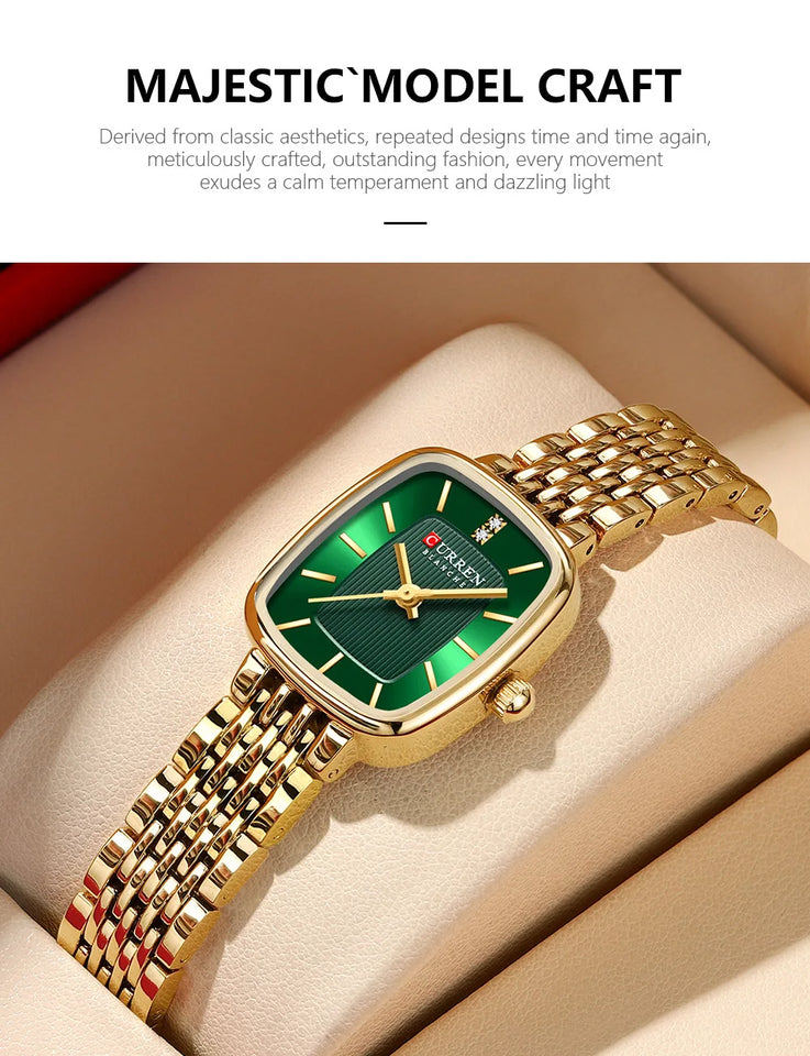 CURREN 9093 Fashion Quartz Women's Watch Elegant Square Dial Gold Stainless Steel Strap Casual Waterproof Watch relojes de mujer