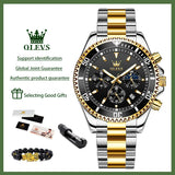 OLEVS 2870 Men's Watches Moon phase Steel Calendar Chronograph Original Quartz Watch Big Rota Dial Luxury Sports Wristwatches