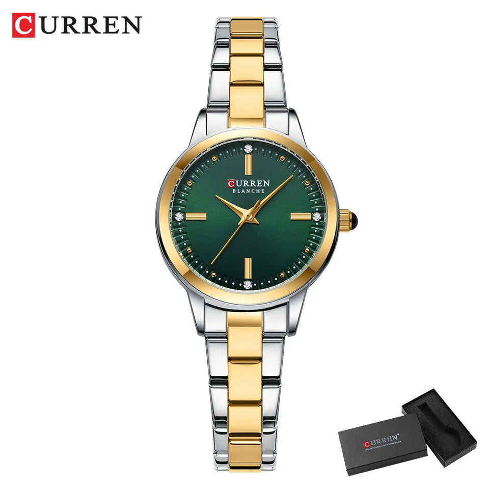 CURREN-Women's Simple Dial Wristwatch, Elegant and Charming Bracelet Quart Watches for Lady, Fashion Brand