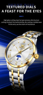 OLEVS 3638 Mens Watch Original Quartz Watch Stainless Steel Waterproof Luminous Large Dial Day Date Watches Luxury Men Box Reloj Gola Watches