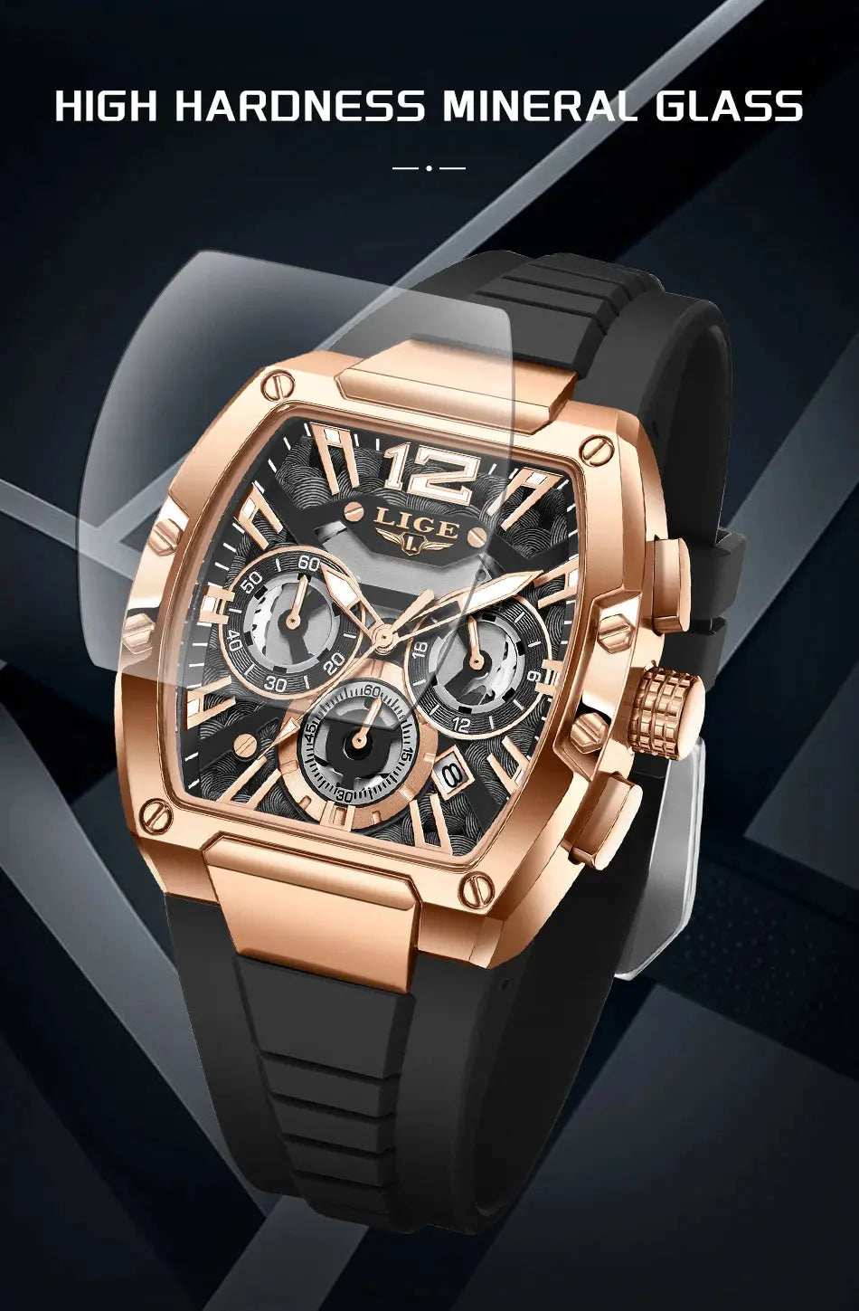 LIGE Sports Man Watch Tonnea Hollow Design Quartz Men Wristwatches Chronograph Waterproof Luminous Silicone Strap Watches Male My Store