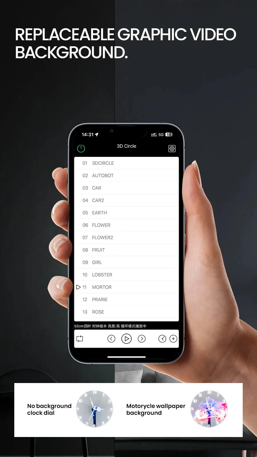 cyberpunk 3d projector led digital large wall clock modern design decoration art big wall clock Can display images and videos Gola Watches