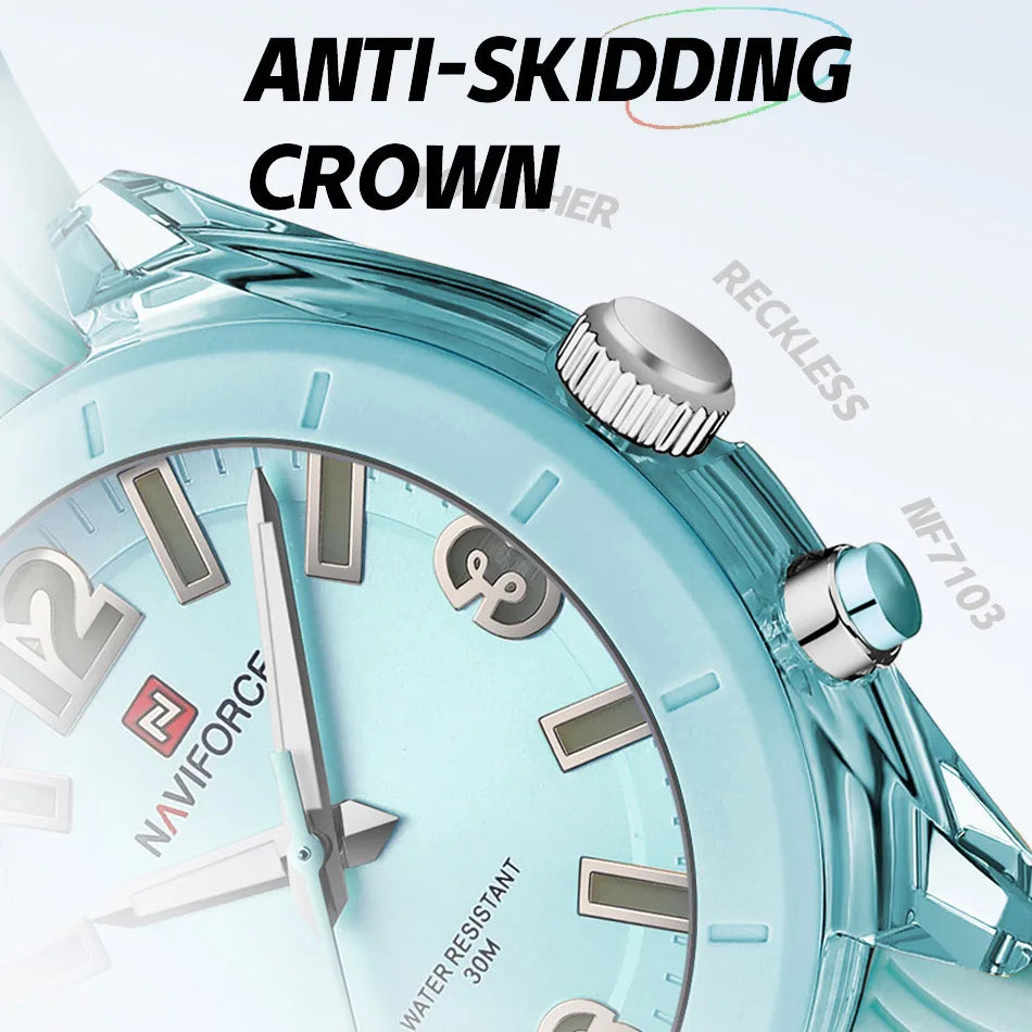 NAVIFORCE Women's Waterproof Watch Fashion Casual Luminous Display Quartz Wristwatch with Silicone Band Reloj Mujer High Quality