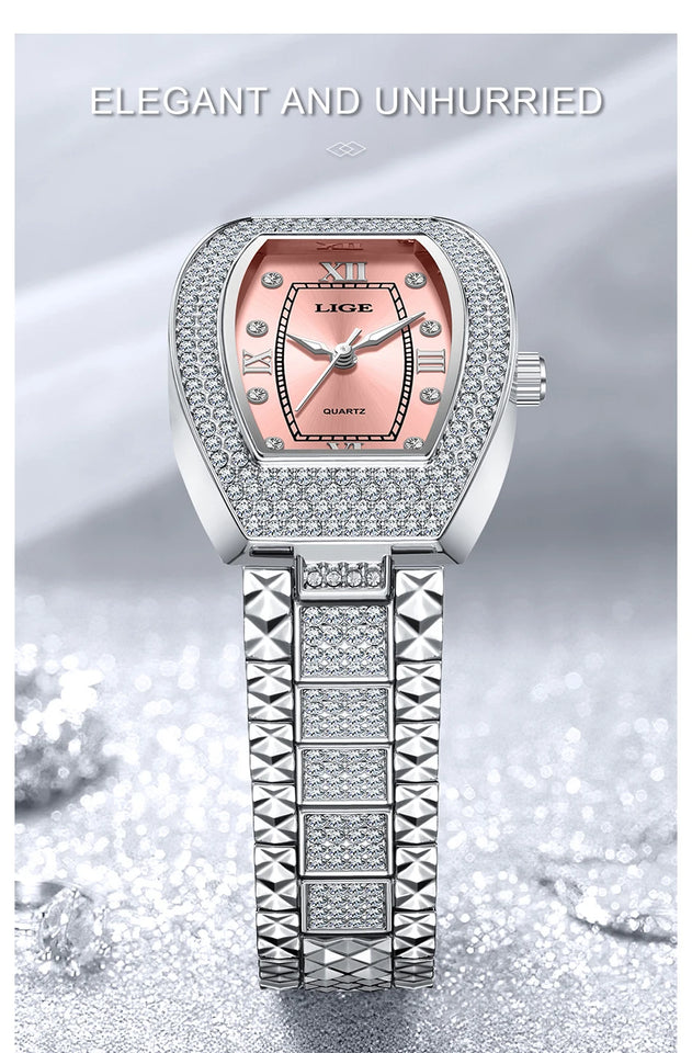 LIGE Fashion Luxury Square Watch For Woman Luminous Waterproof Date Ladies Watch Elegant Women's Quartz Watches Relogio Feminino